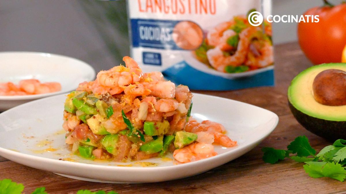 Receta de timbal de langostinos y aguacate  paso 6