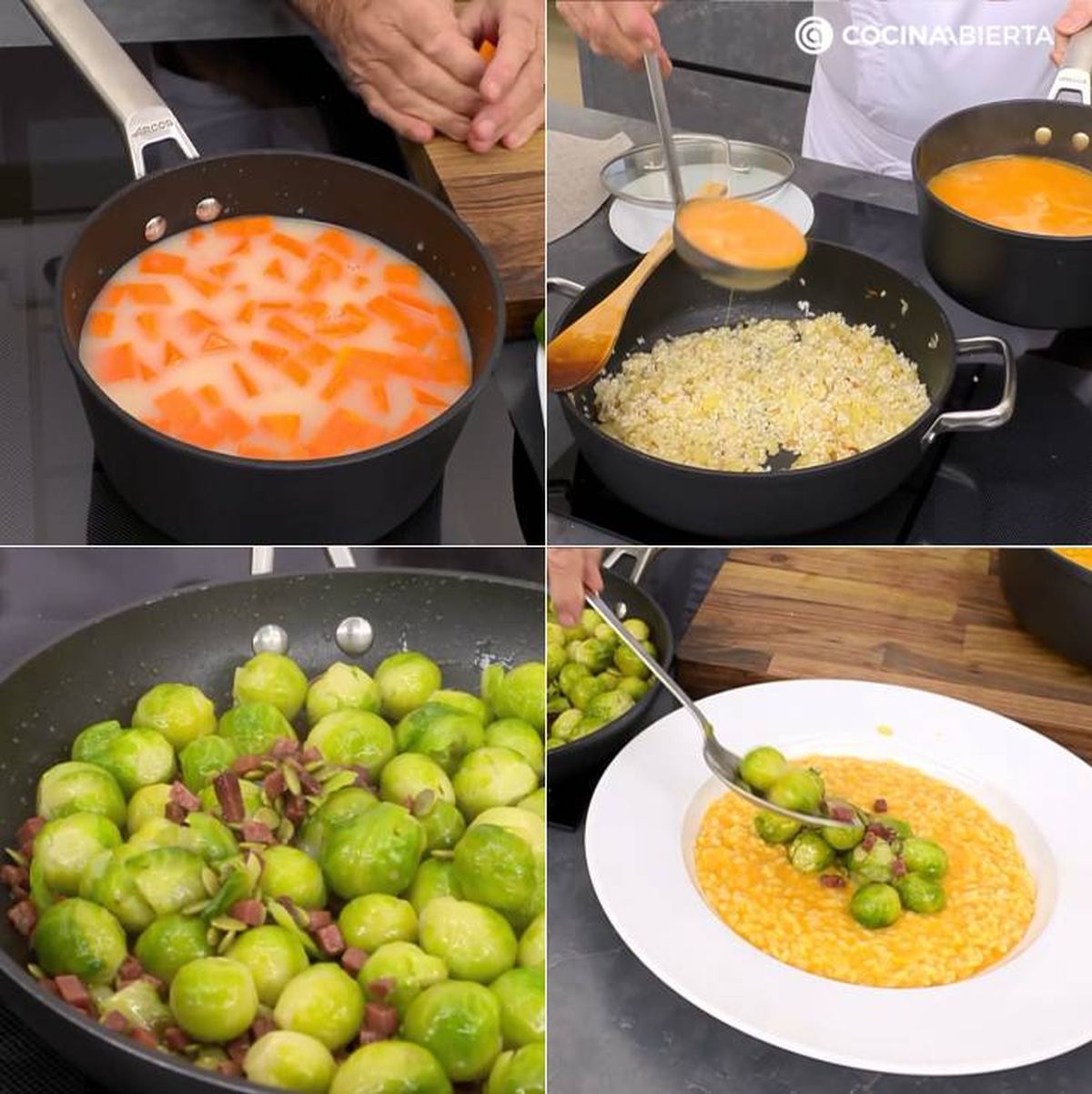 arroz con coles de bruselas receta pasos