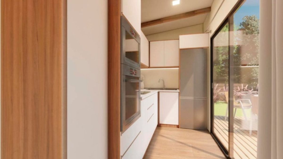 Cocina de la casa prefabricada modelo Denia de Alucasa