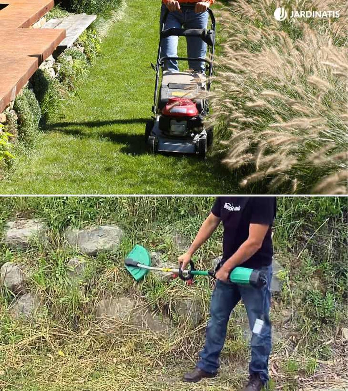 Uso del cortacésped y la desbrozadora