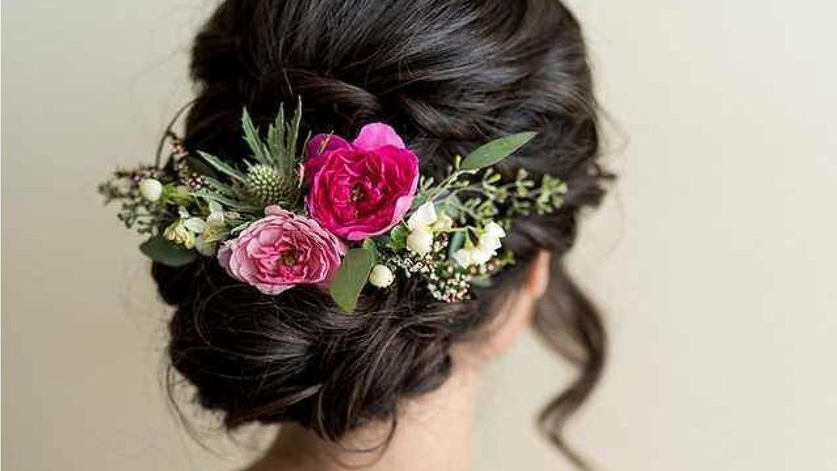 Recogido con flores naturales