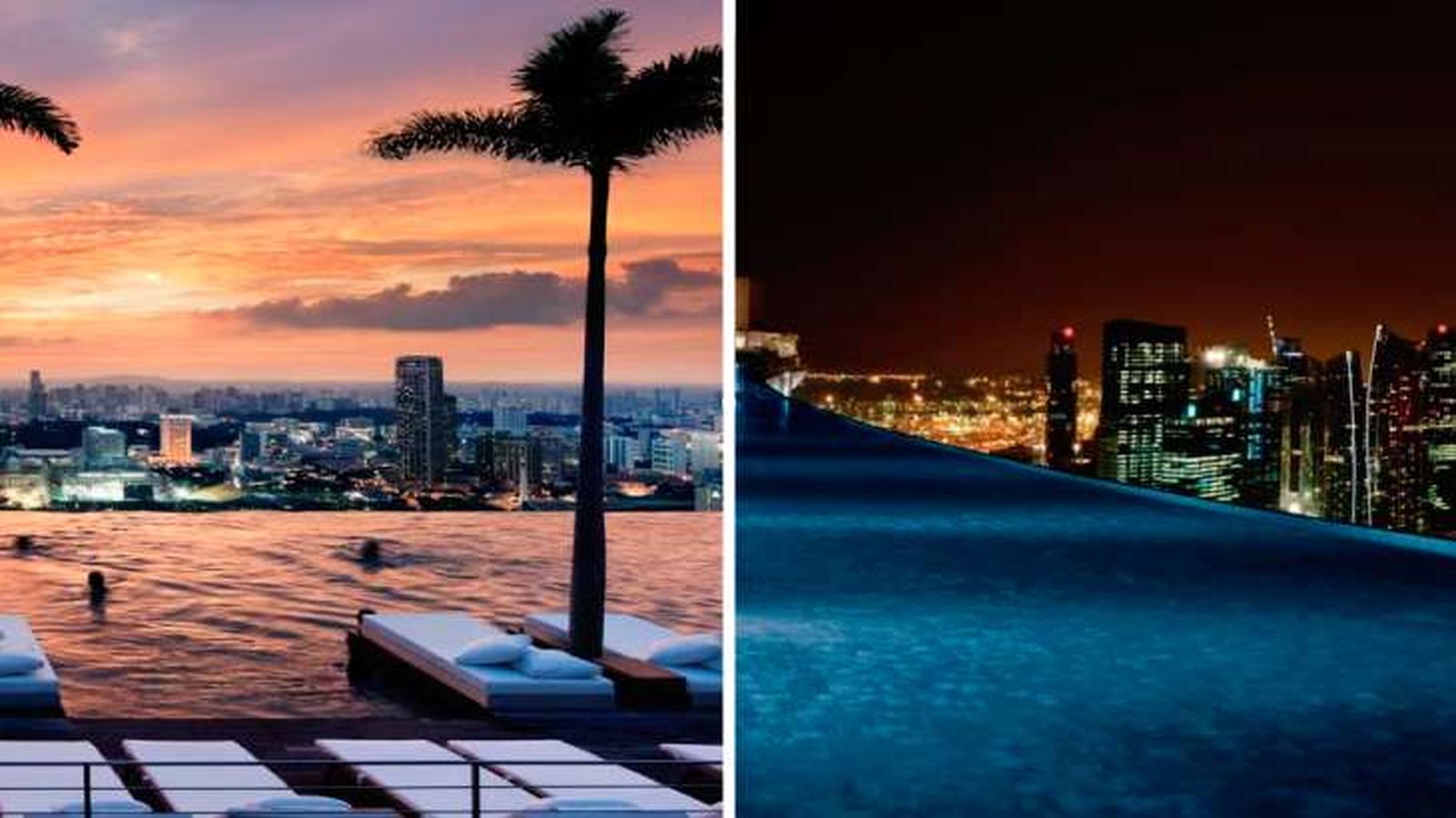Piscina desborfante con vistas a la ciudad