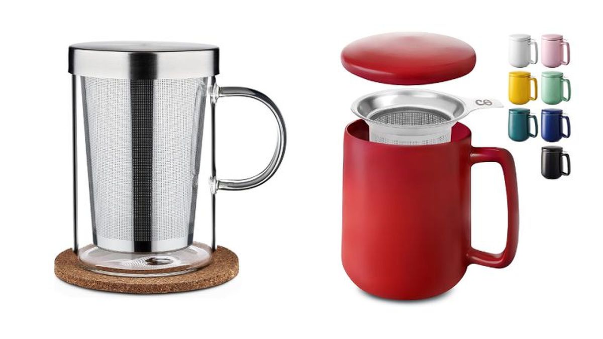 Dos tipos de taza con filtro para té
