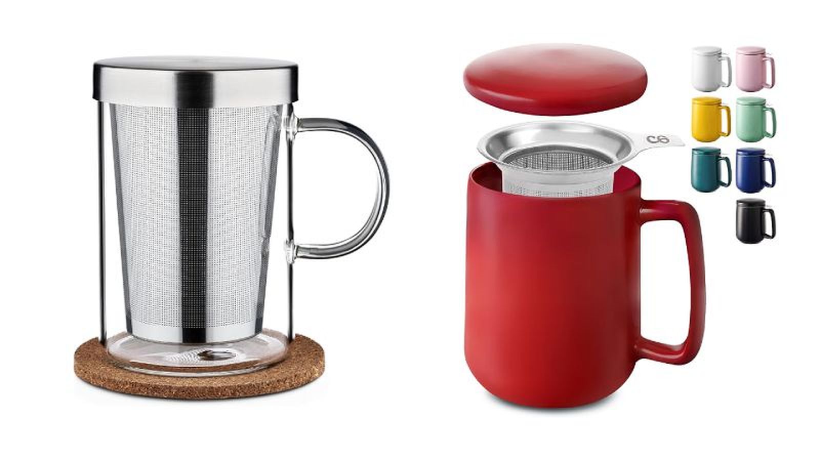 Dos tipos de taza con filtro para té