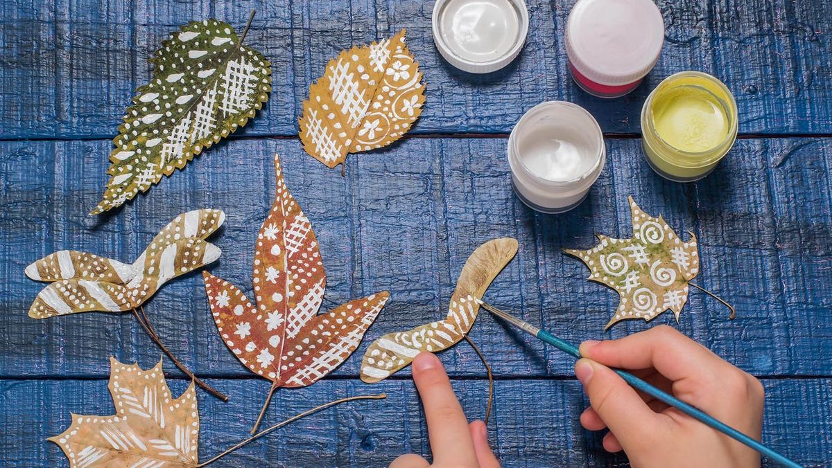 pintar hojas secas ninos paso 2