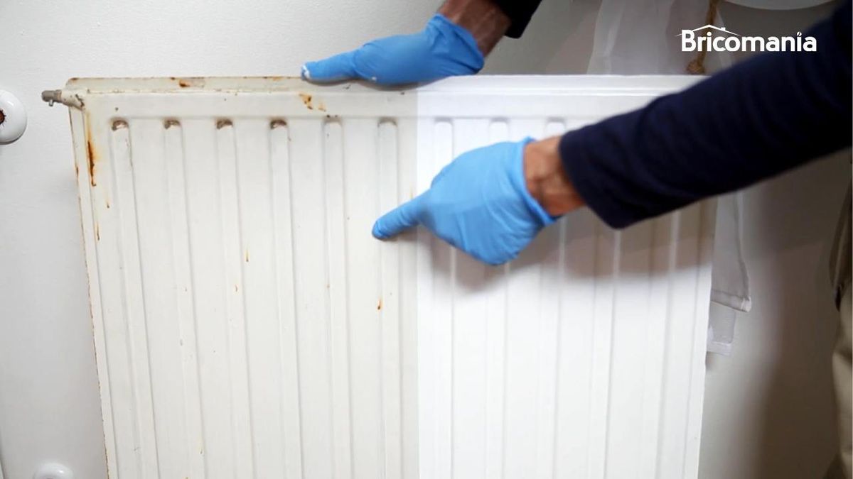 Radiador antes y después de pintar