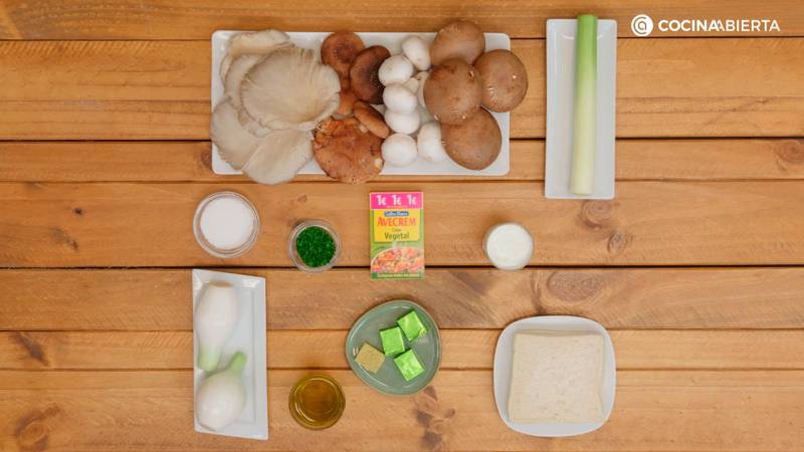 Ingredientes para hacer crema de setas
