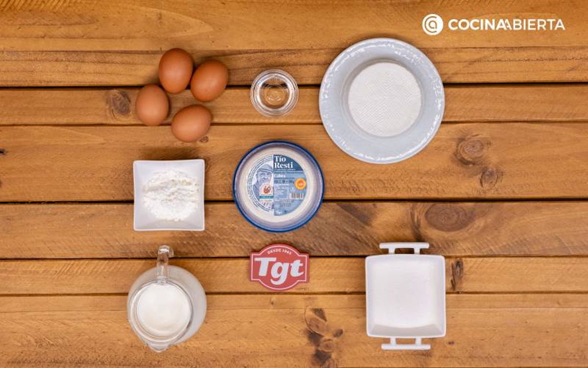 Ingredientes de la receta de flan de queso de cabra