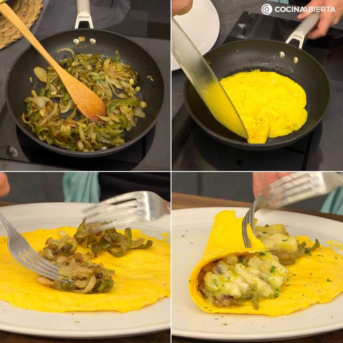 Cómo preparar tortilla rellena de kokotxas de bacalao al pilpil