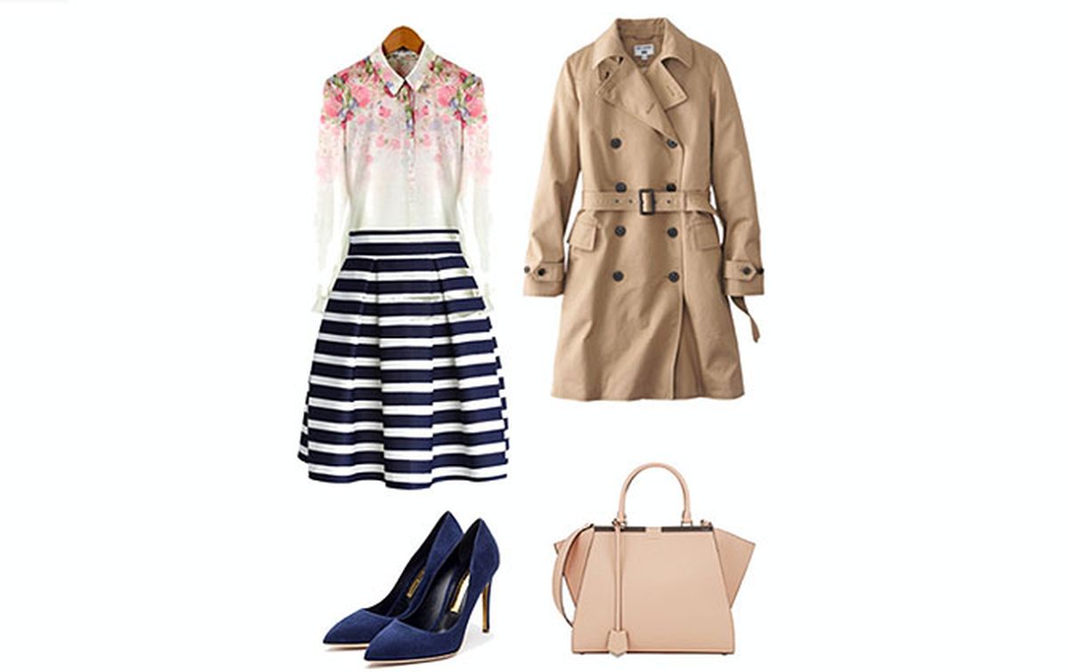 moda rayas look falda