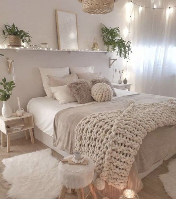 cama con cojines con textura