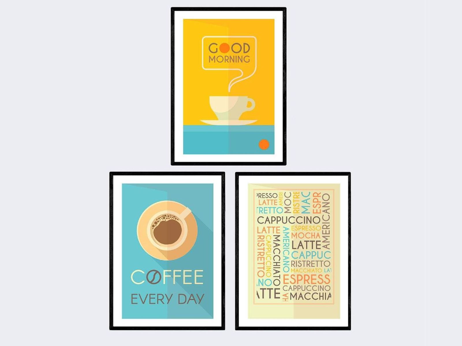 Tres láminas para el rincón de café.