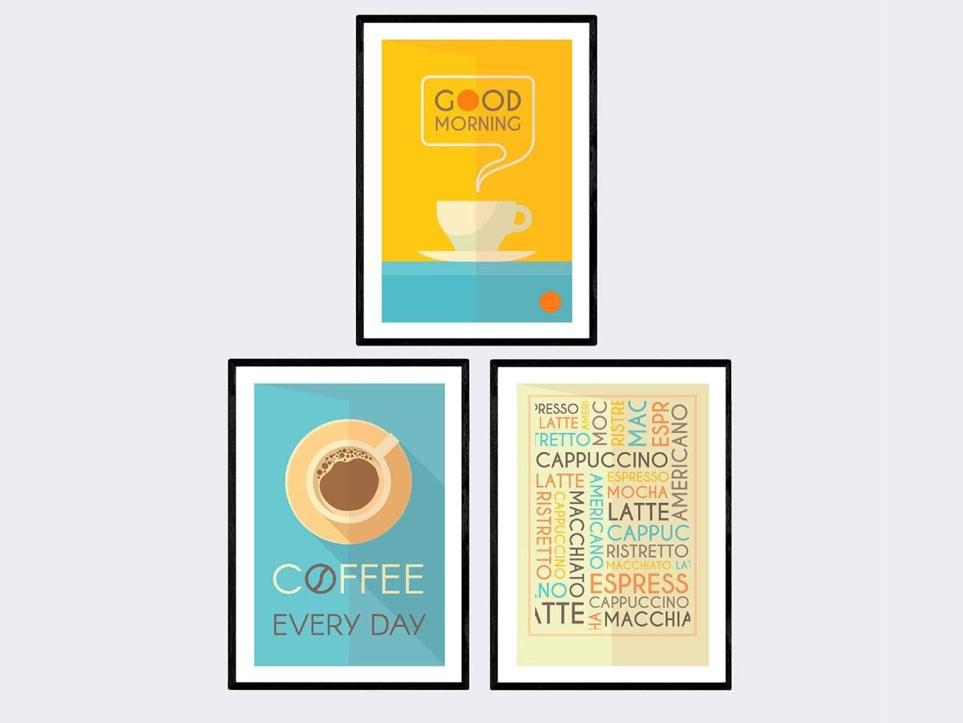 Tres láminas para el rincón de café.