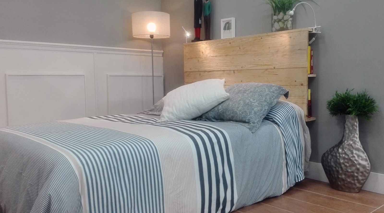 Como hacer un cabecero de madera con librería