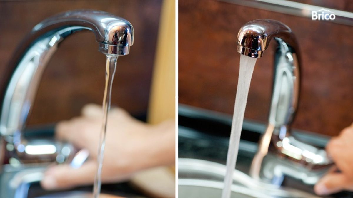 Antes y después de limpiar un filtro del grifo