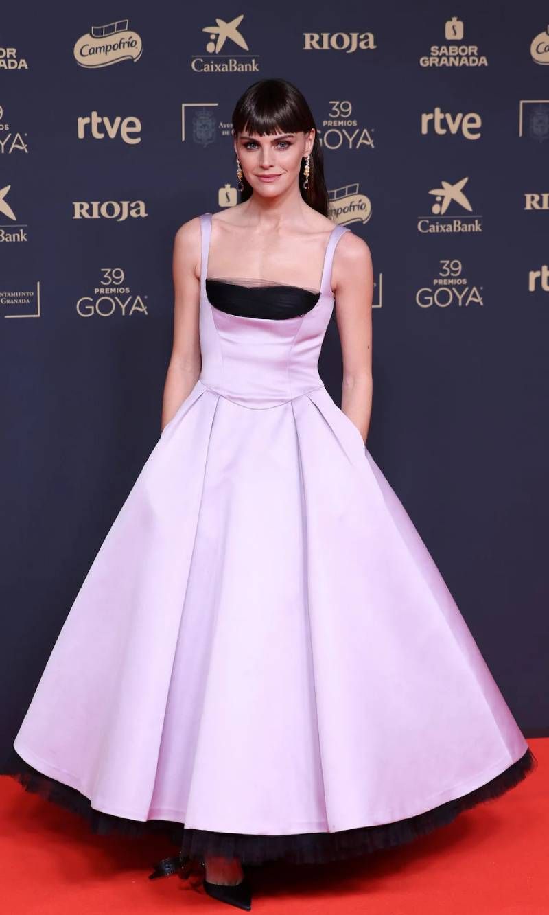 Amaia Salamaca con vestido con corpiño de Carolina Herrera