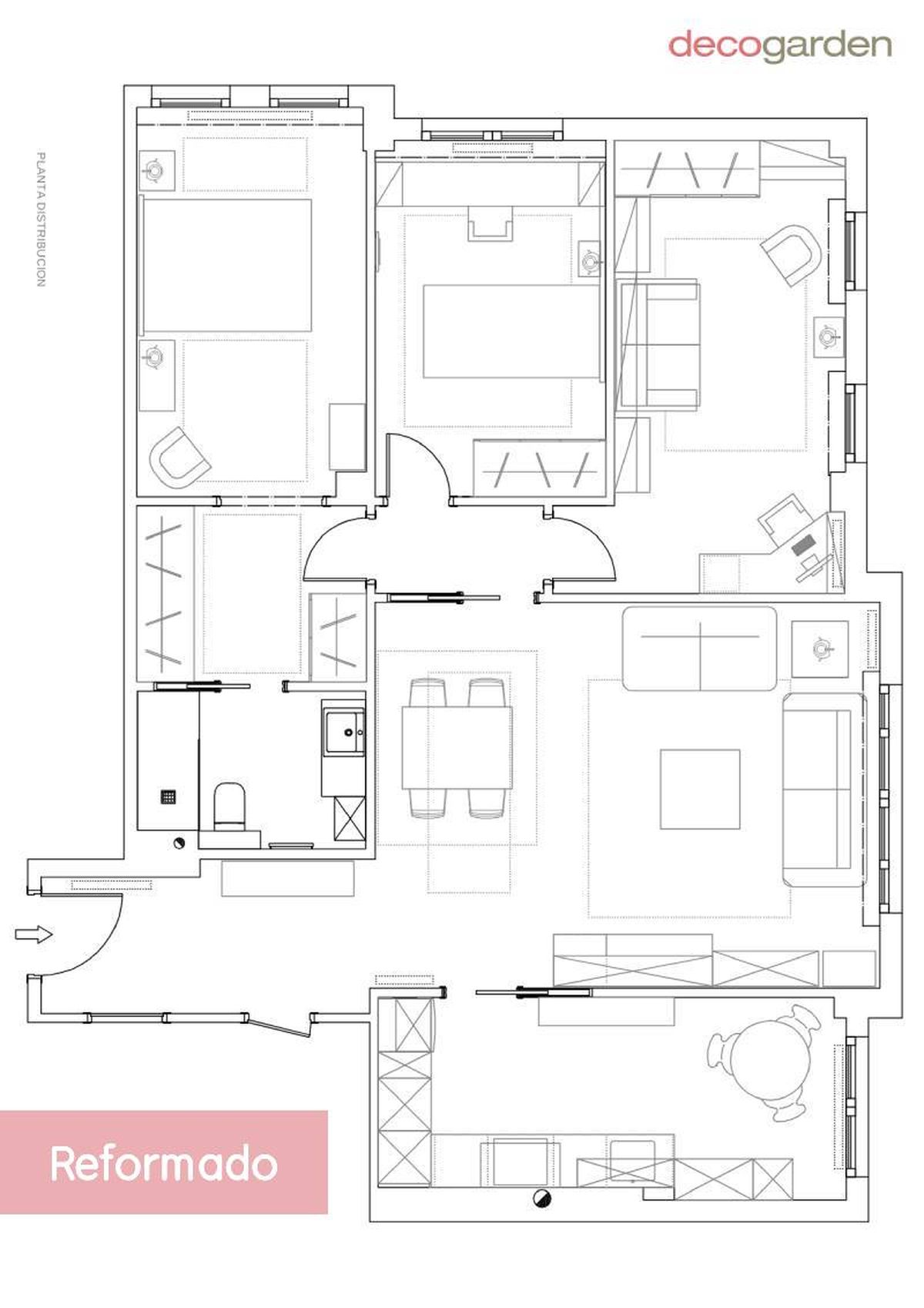 Plano con la reforma aplicada./ Fuente: Nuria García - Gorostidi Ideas