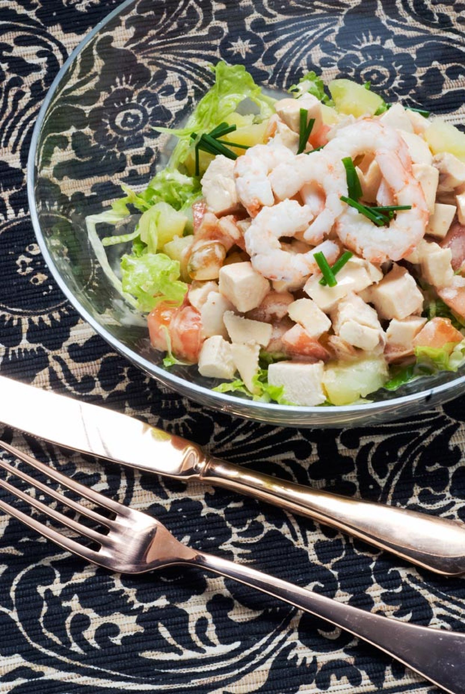 Coctel de pollo y gambas xl