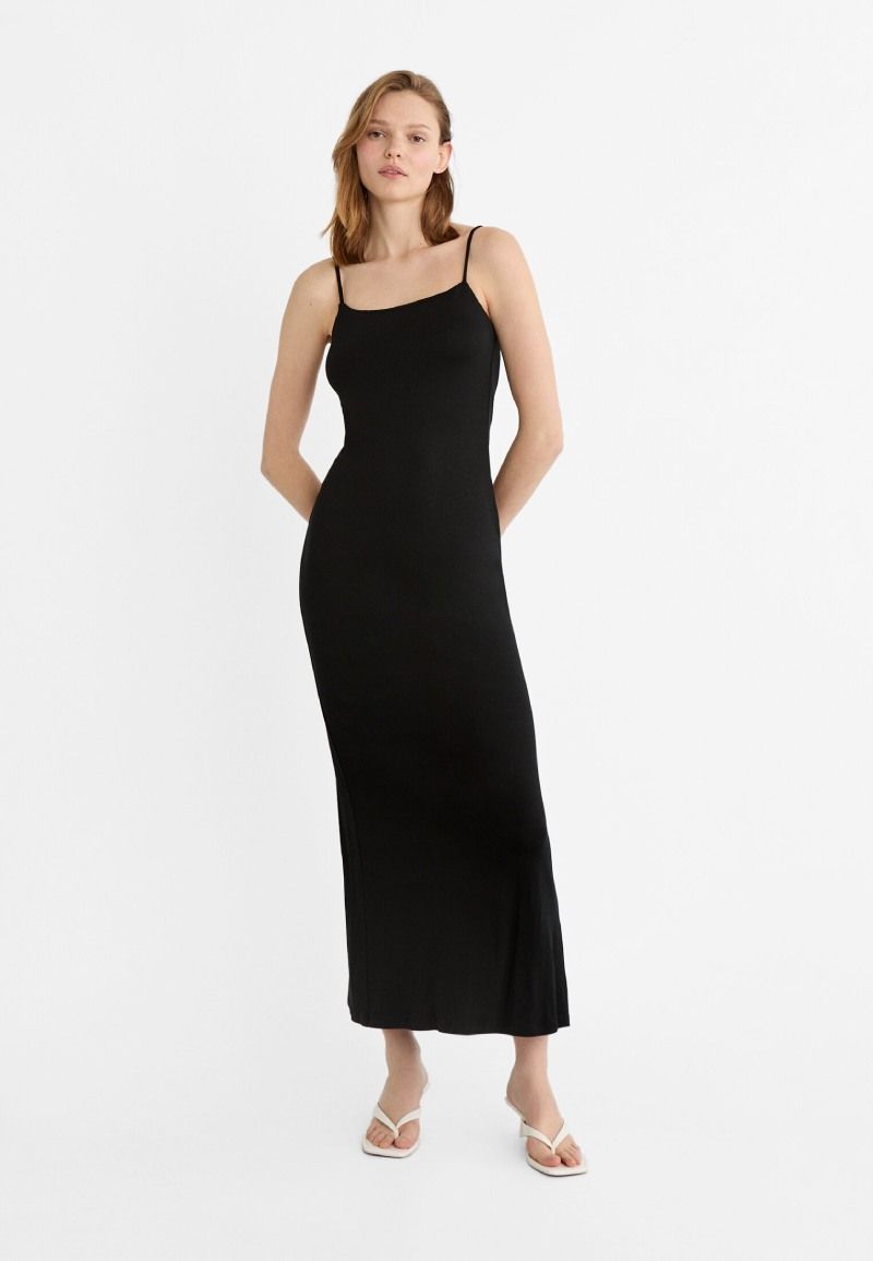 Vestido largo tirante negro