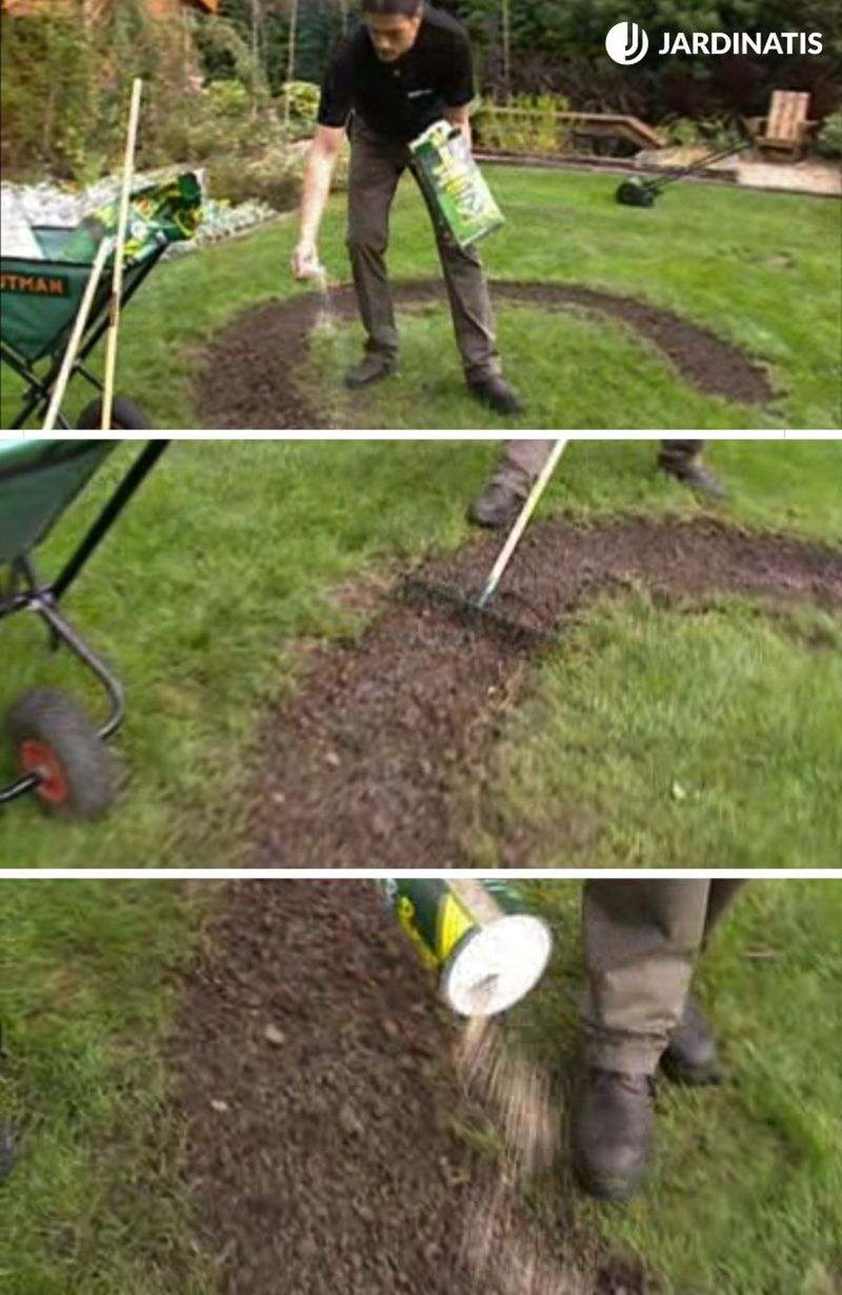 Aplicación de abono y siembra de semillas