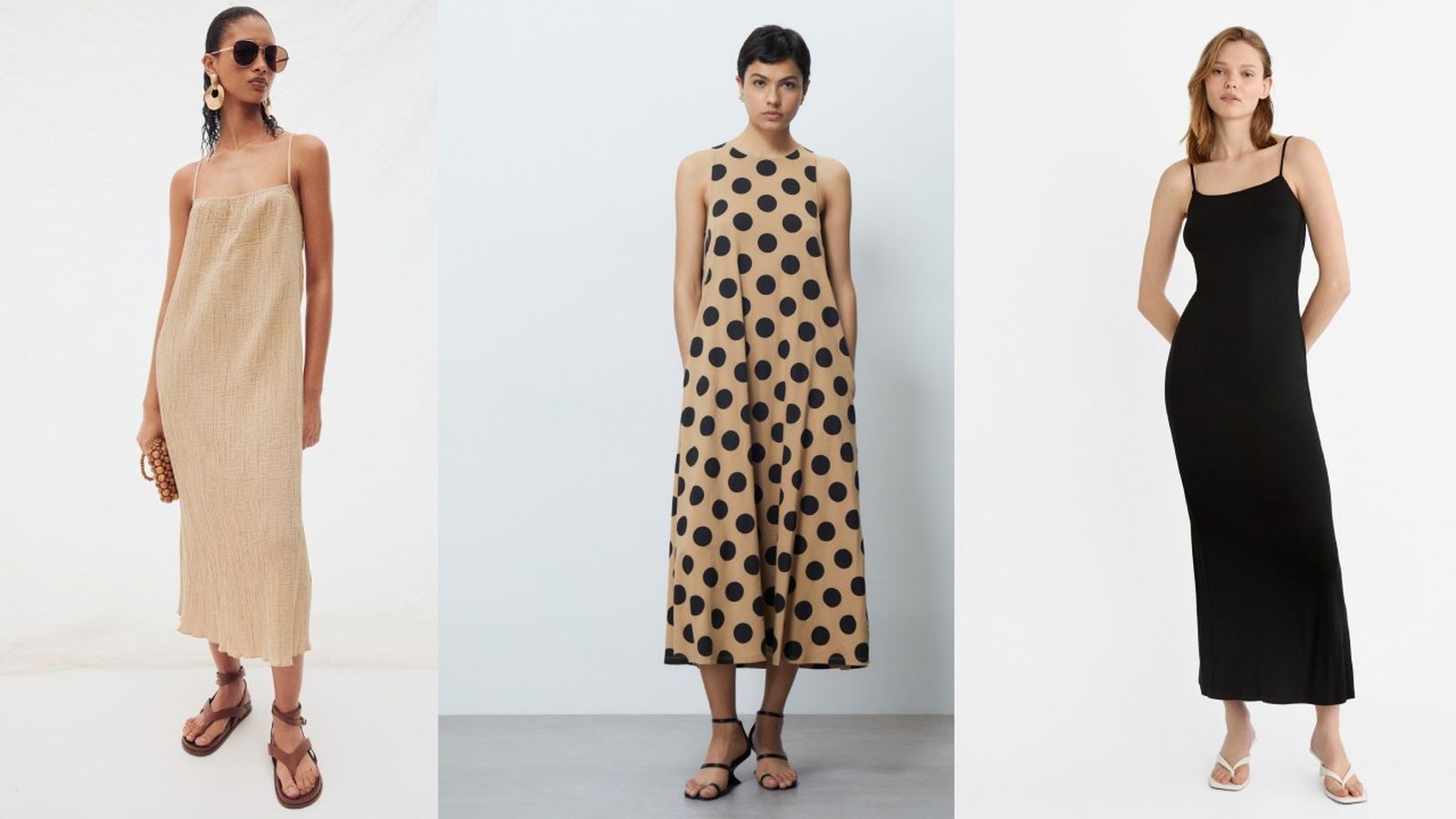 Vestidos largos de verano / Fotos: H&M, Sfera y Stradivarius