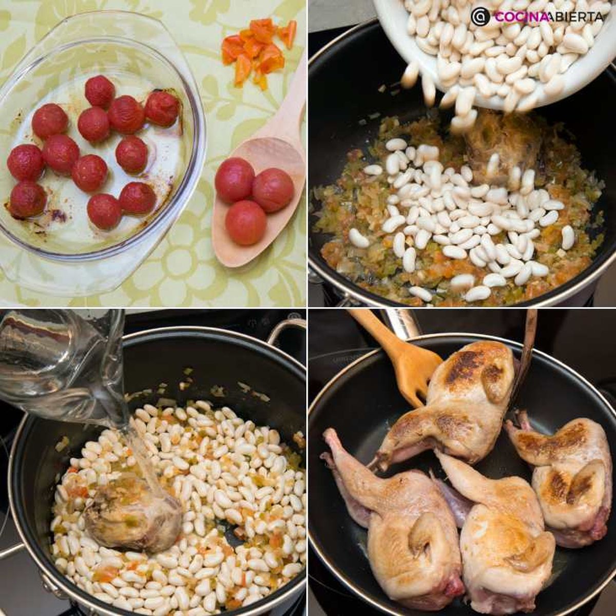 Paso a paso para preparar pochas con codornices
