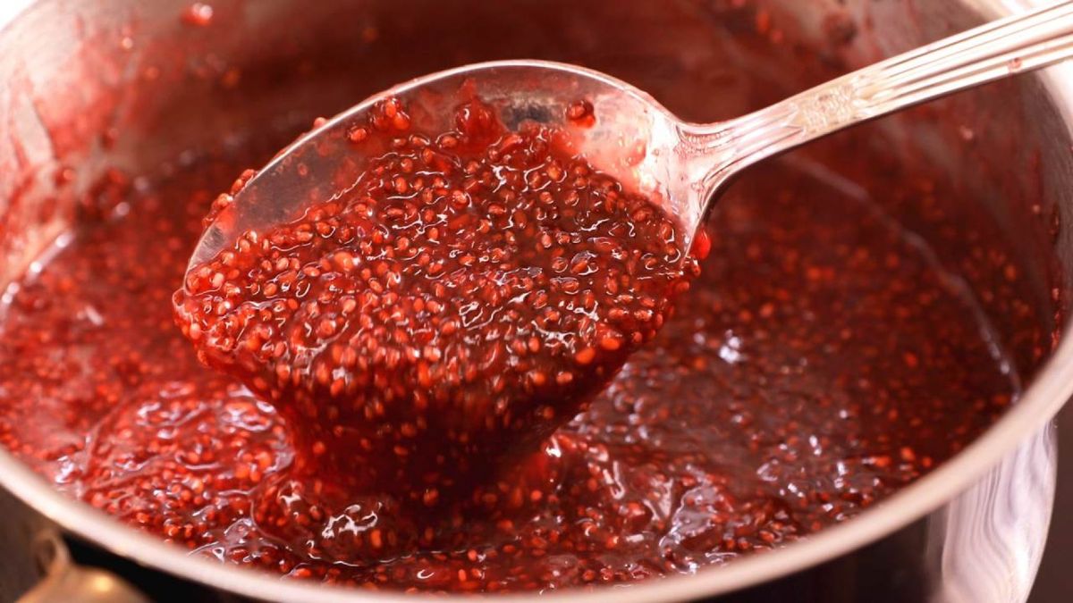 Mermelada de frambuesa con semillas de chía  paso 4