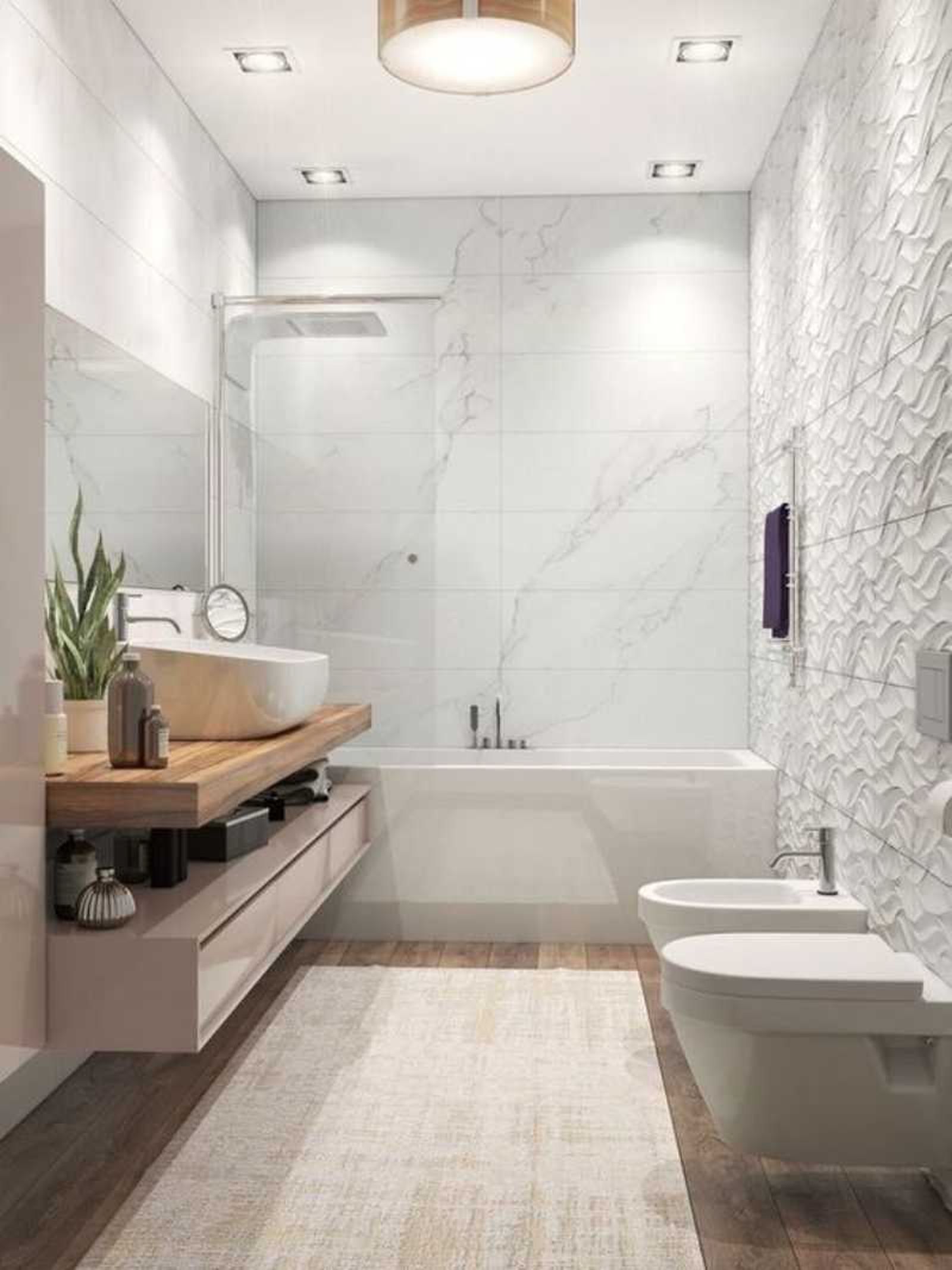 Sanitarios suspendidos en el baño