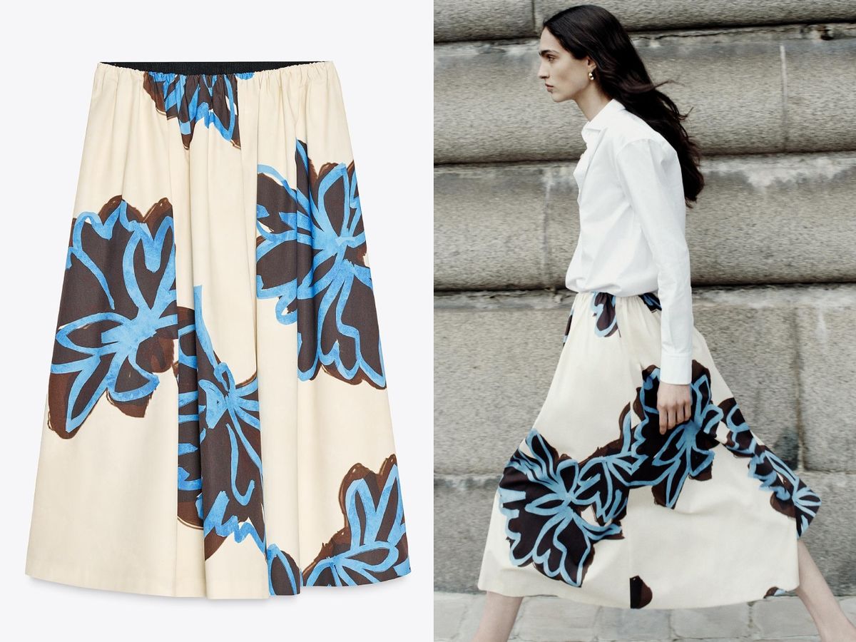 Falda midi con volumen