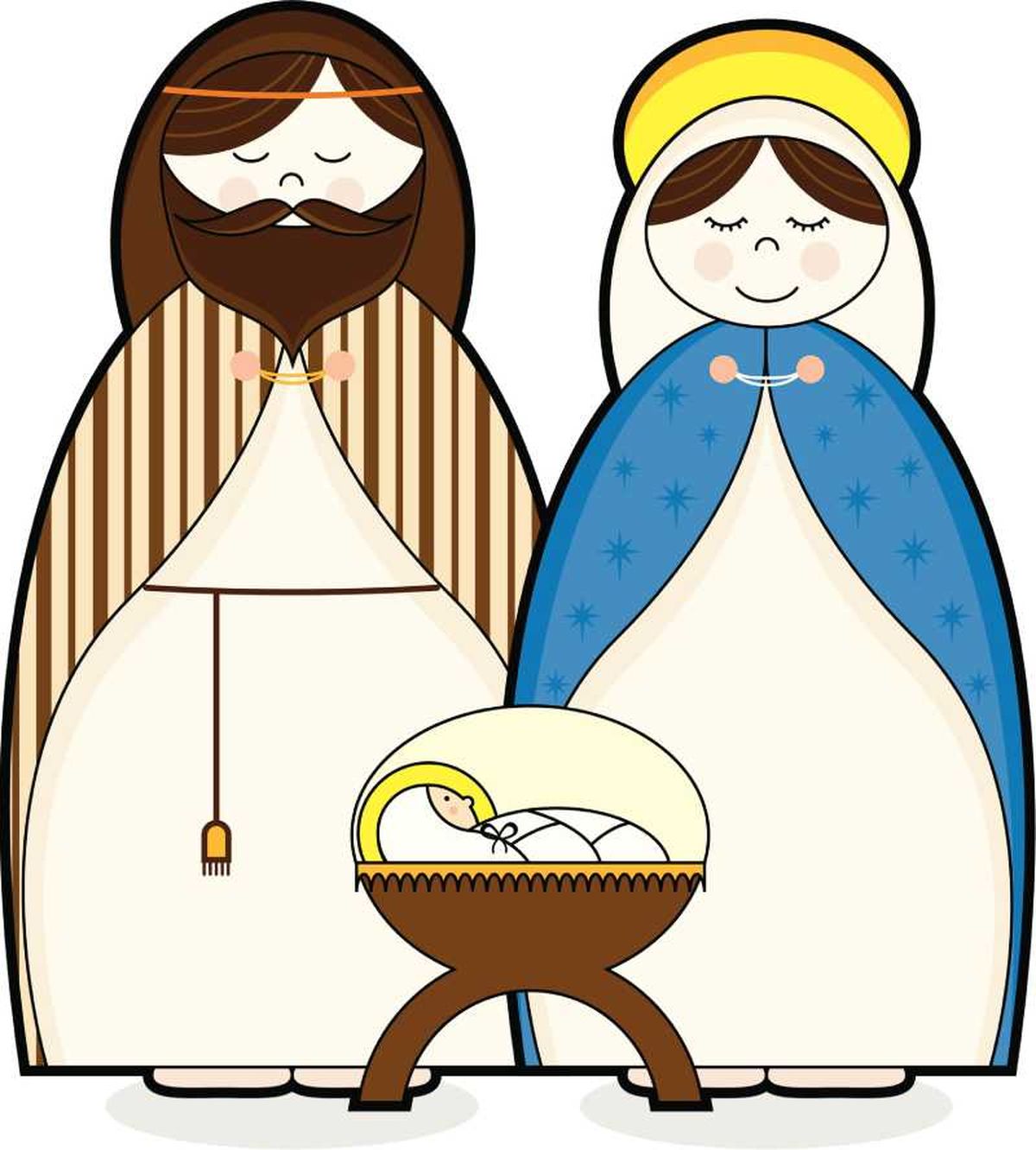 Ilustración de San José, la virgen María y el niño Jesús.