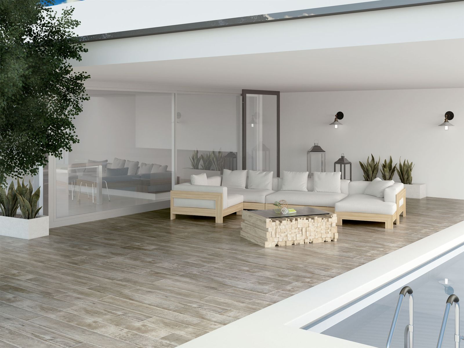 Suelos de gres porcelánicos con acabado desgastado 1