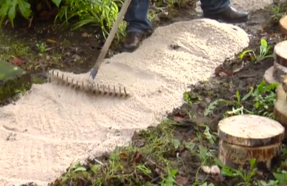Camino de jardín con círculos de madera paso 2