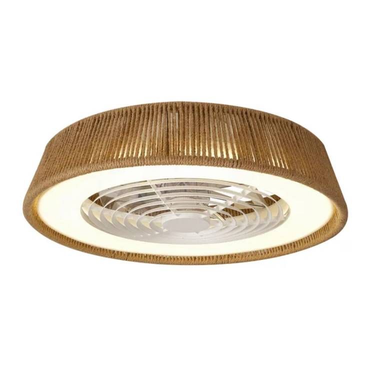 Ventilador de techo Polinesia tipo plafón de fibras naturales.
