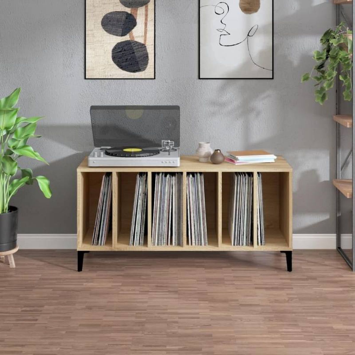 Mueble para vinilos de Amazon.