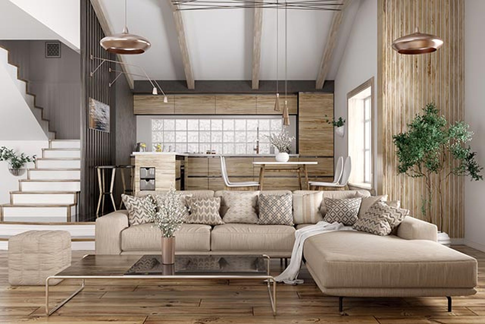 salones escaleras beige