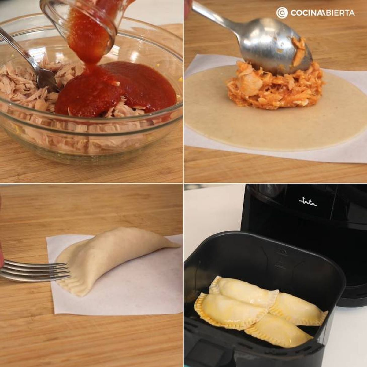 empanadillas en freidora de aire pasos