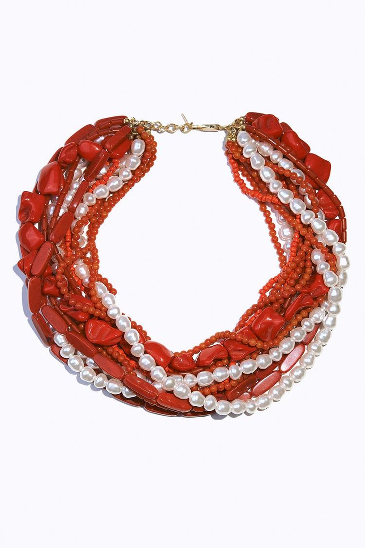 Collar con perlas y abalorios