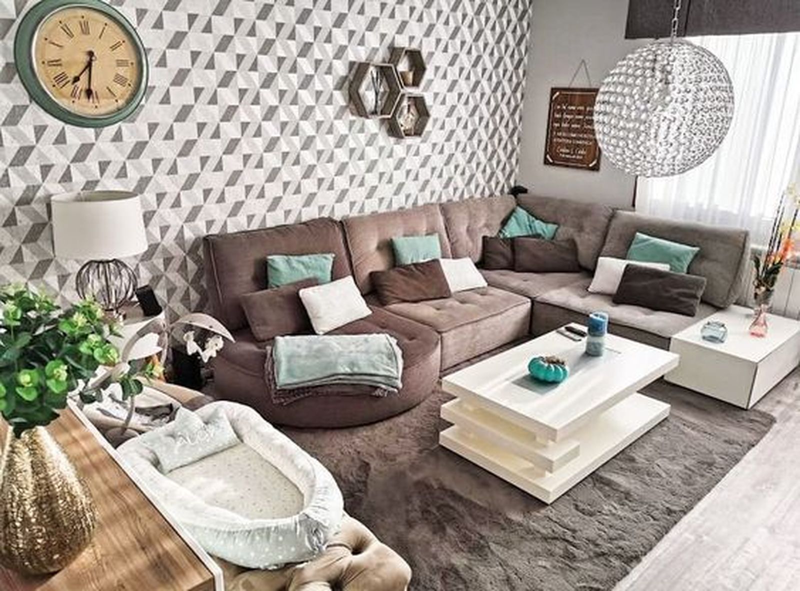 sofa marron verde