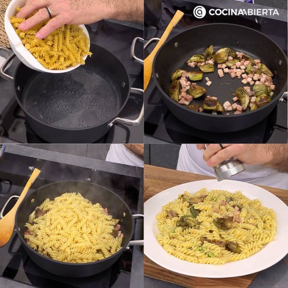 pasta con alcachofas receta pasos