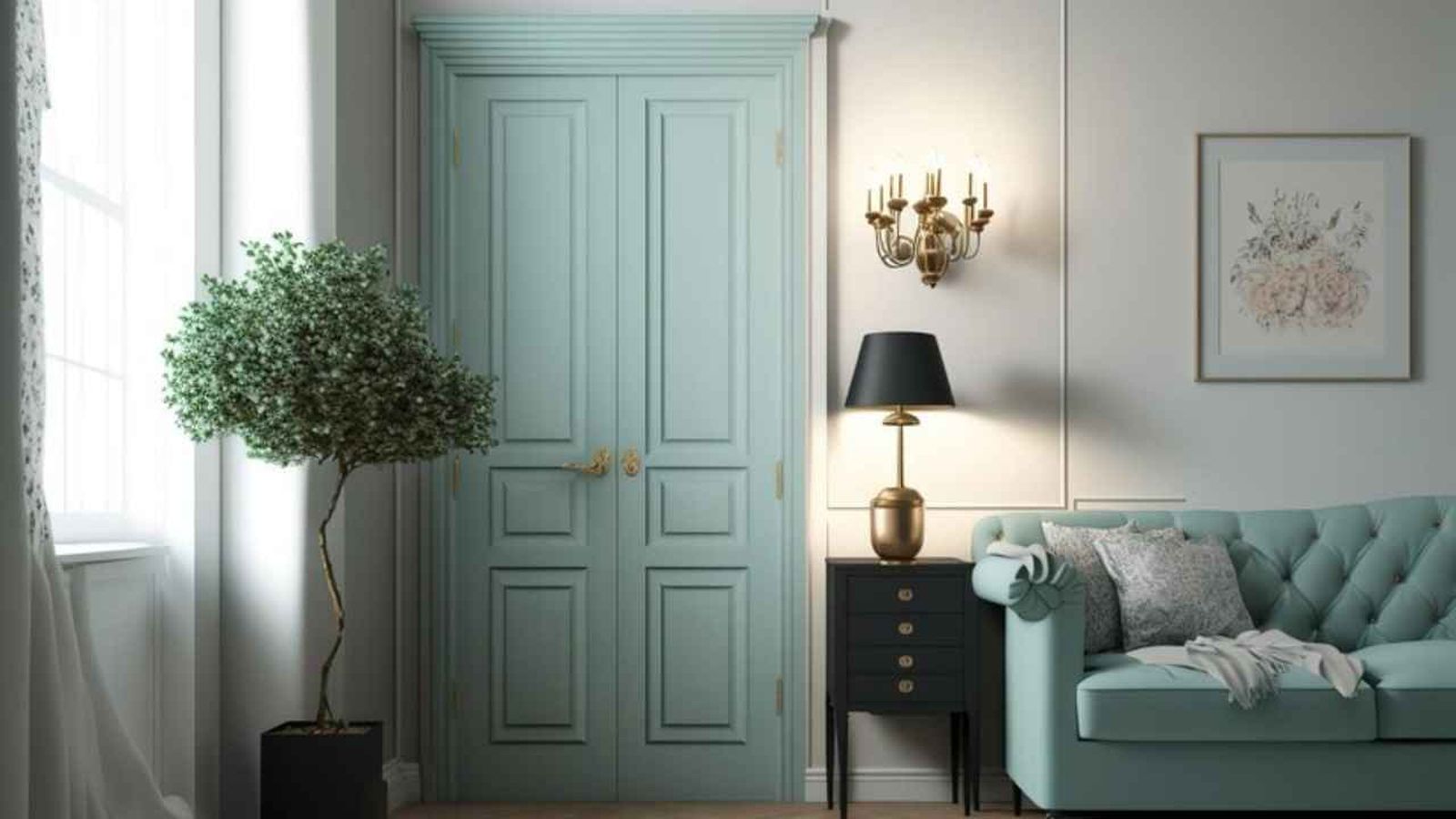 Puerta de color agua marina