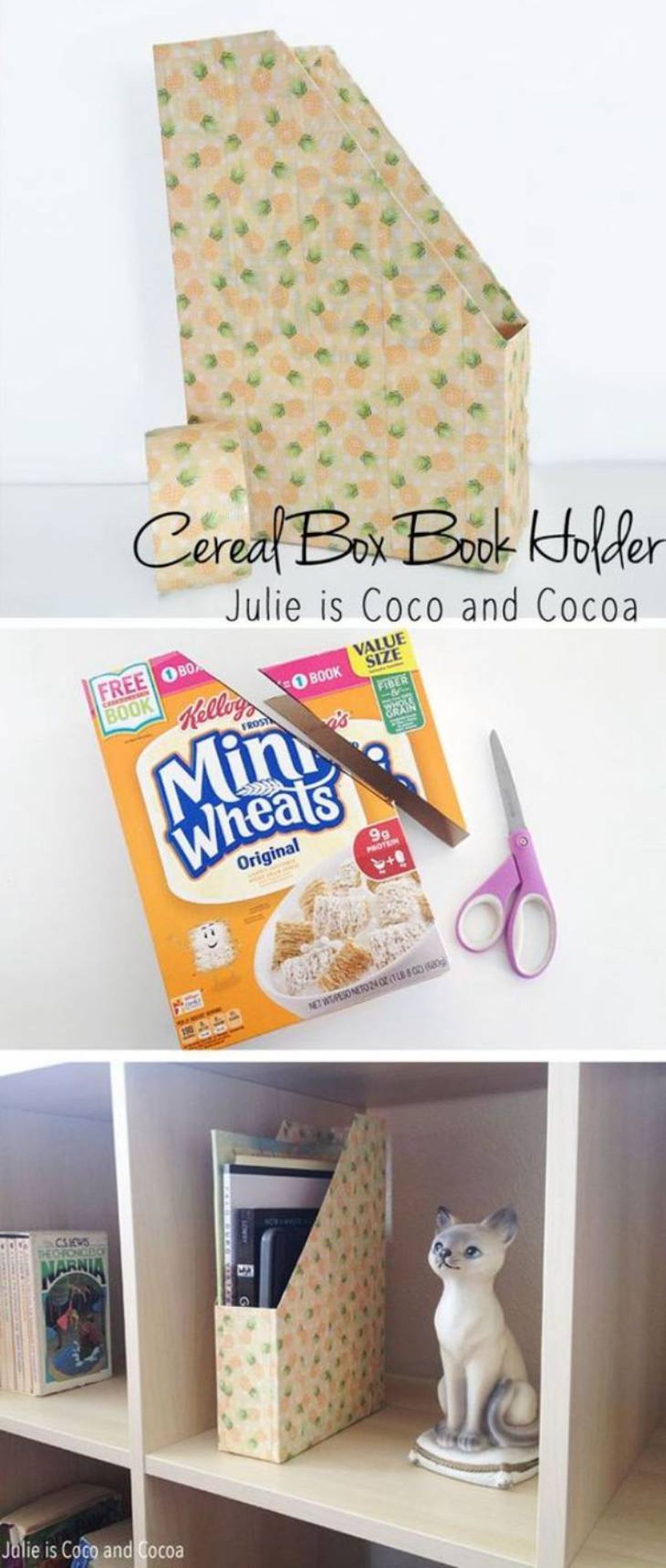reutilizar caja cereales organizador libros pinterest julie measures