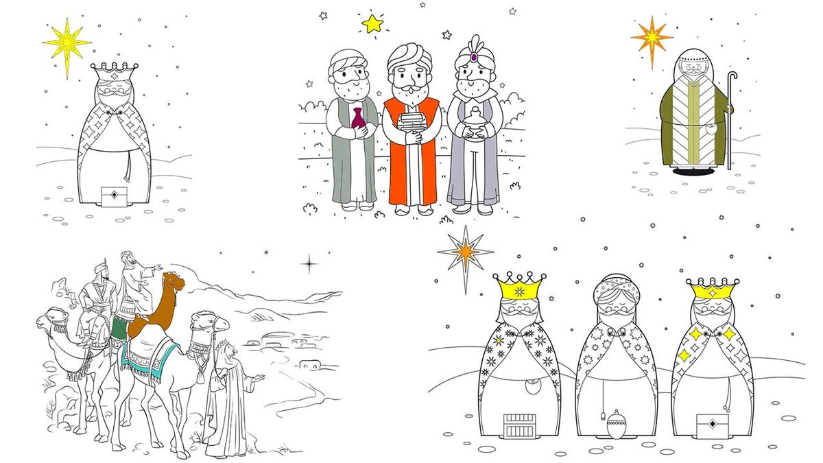 Dibujos de Reyes Magos para colorear