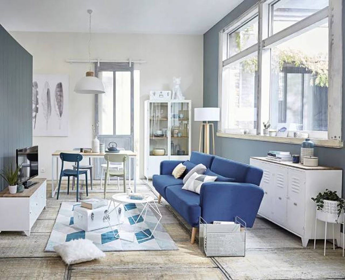 sofa elvis cuatro plazas azul oscuro tejido