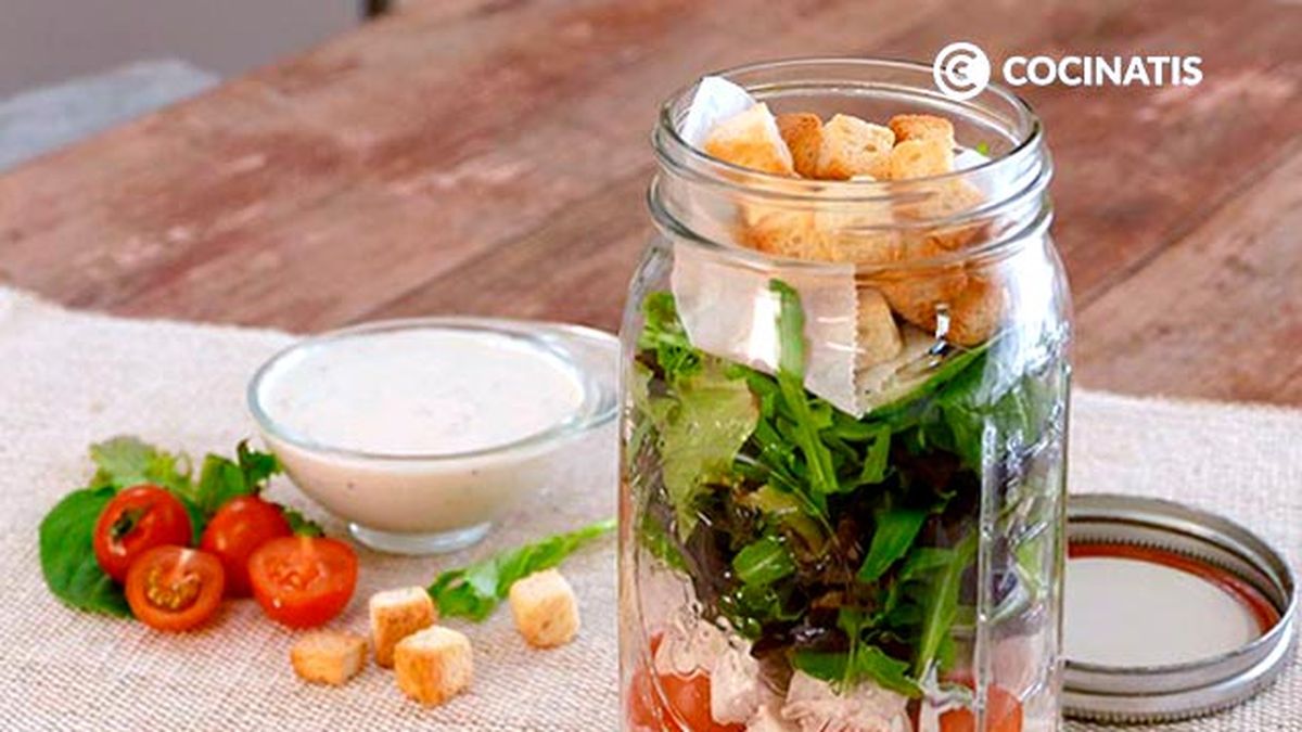 Ensalada césar en tarro   paso 7