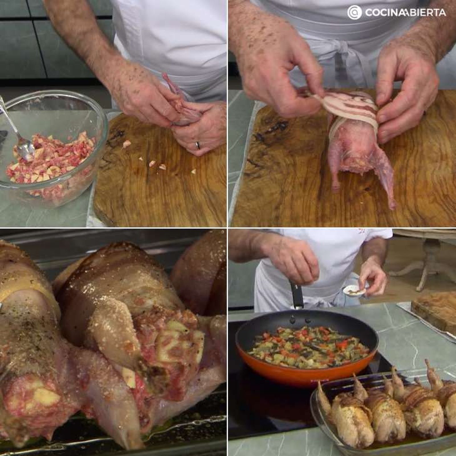 Paso a paso para cocinar codornices rellenas con berenjena