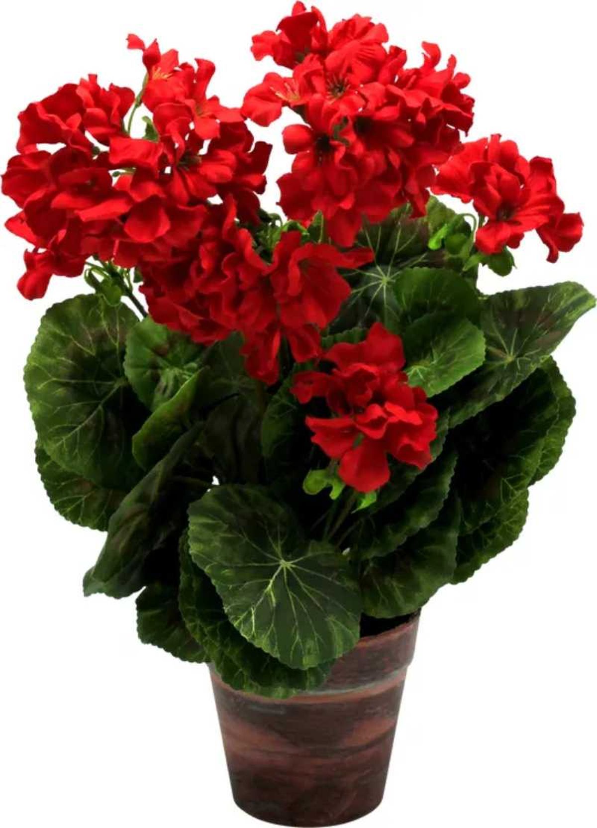 Geranio rojo artificial de Leroy Merlin.