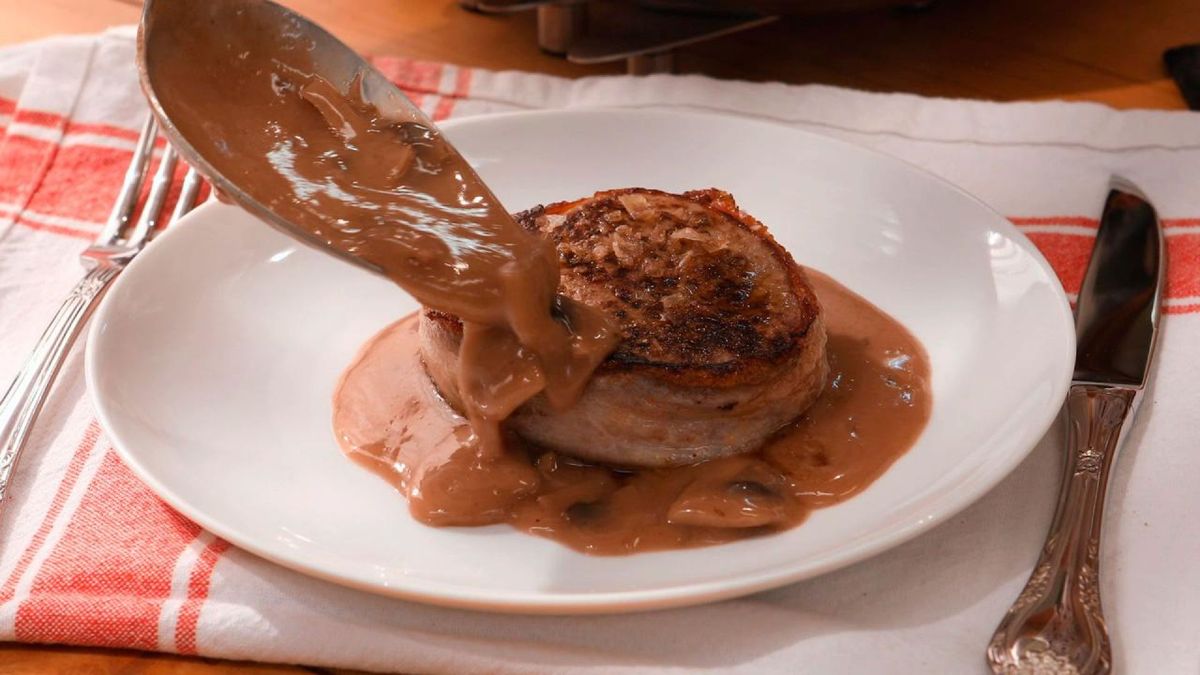 Solomillo con salsa de champiñones   Paso 5