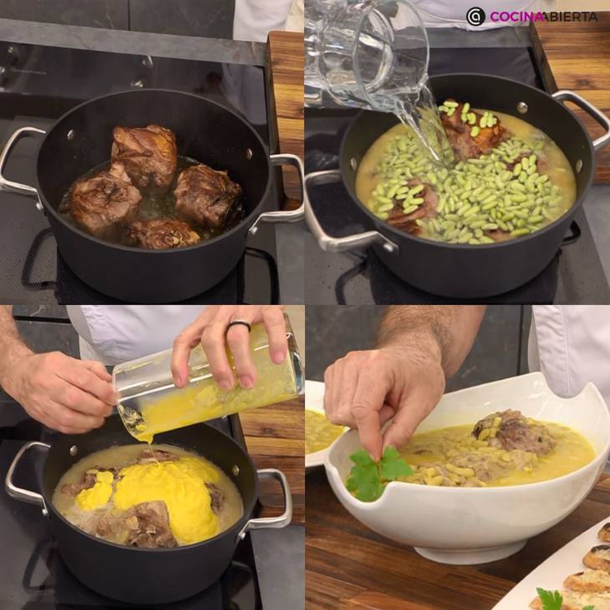 alubias verdinas con cordero receta pasos