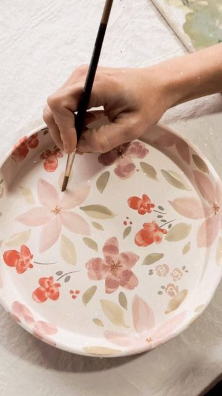 pintar vajilla flores pinterest