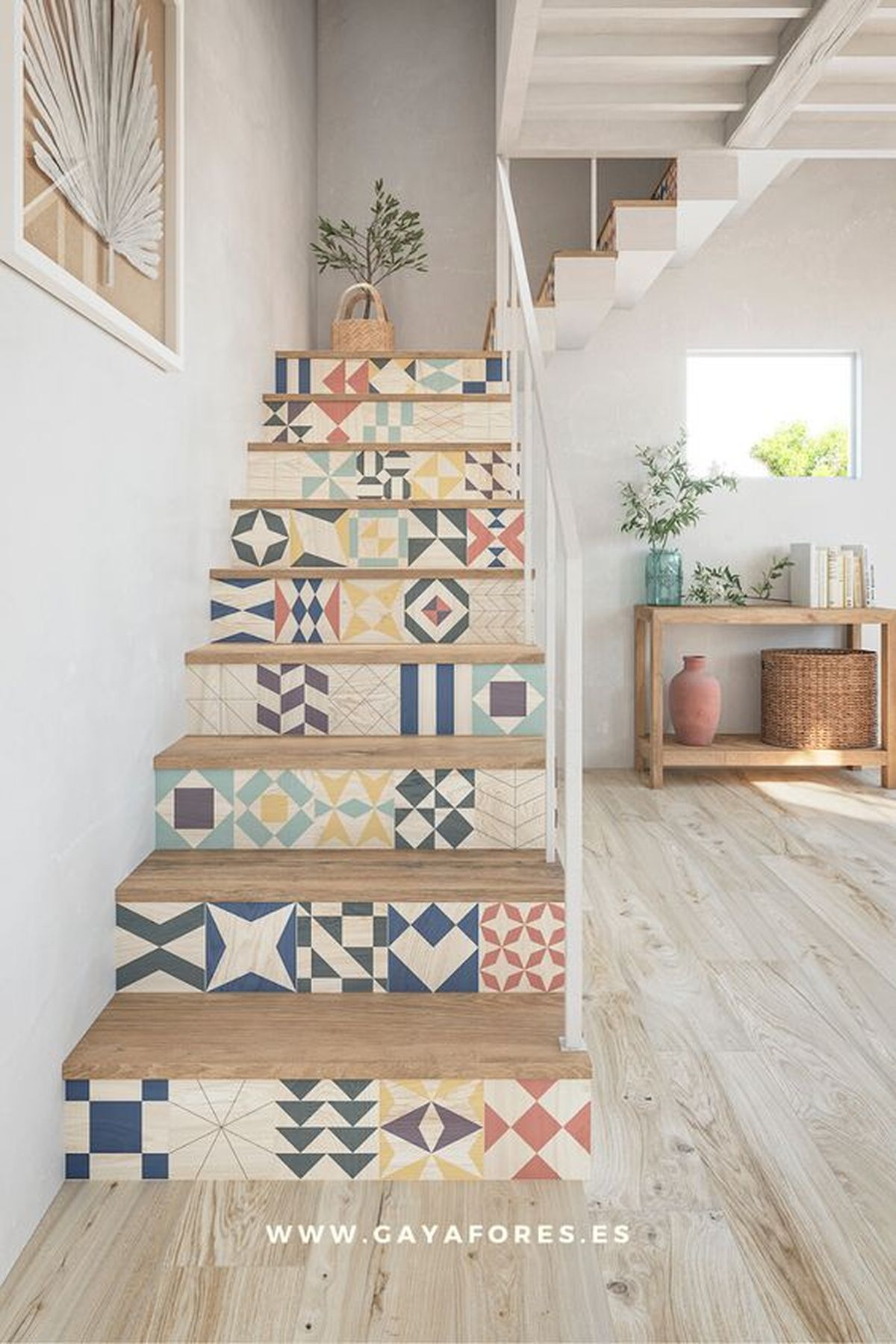 salones escaleras modernos escaleras mediterraneo losetas hidraulicas